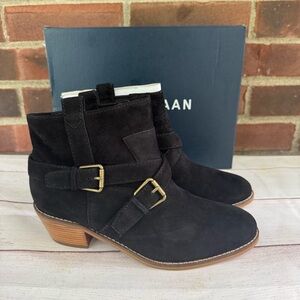 Cole Haan Jensynn Black suede Antique Bootie Ankle Boots Women’s US 6.5 B NEW